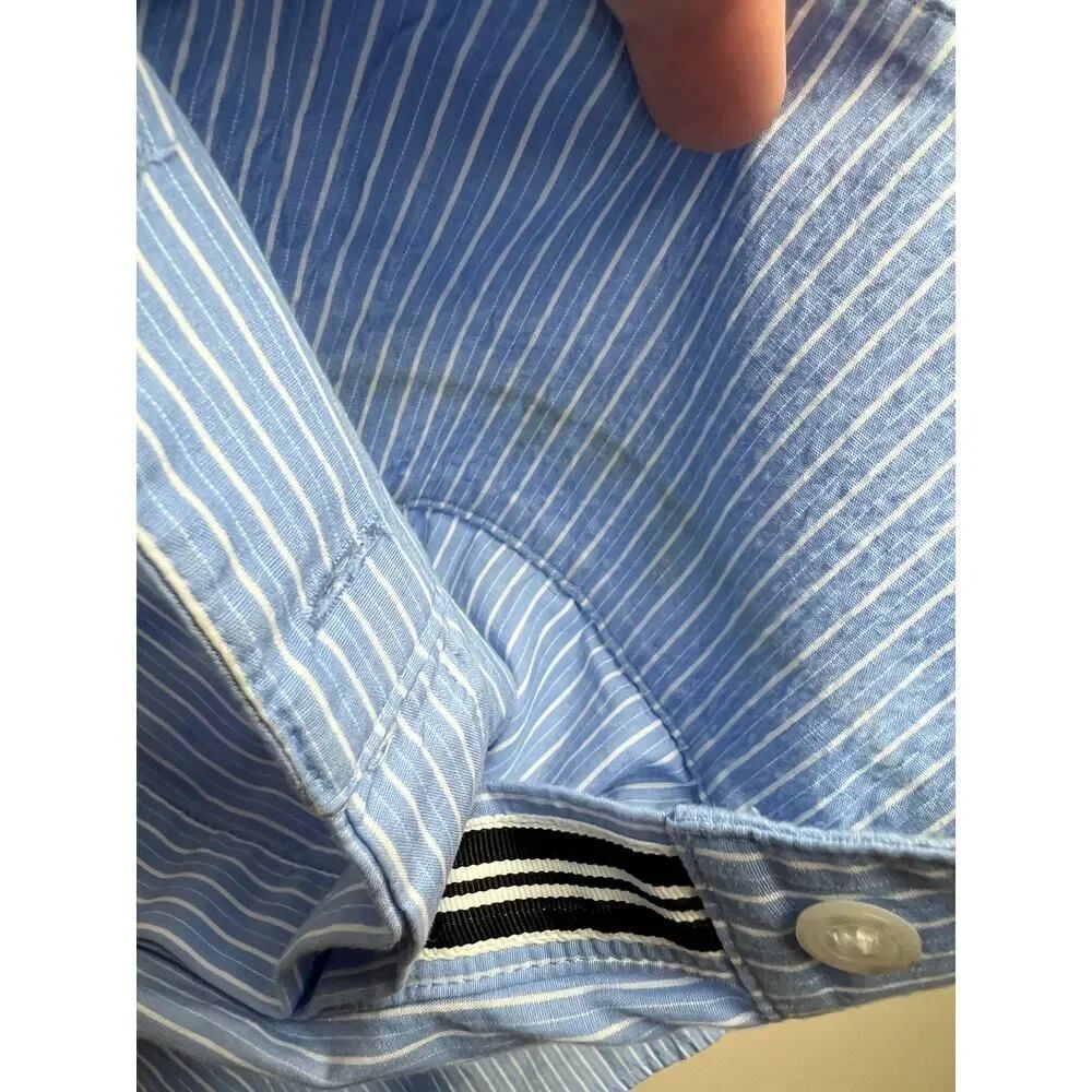 MISHA NONOO Blue Striped Button Down Shirt Sz. S - Picture 9 of 10